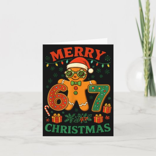 67 Meme Six Seven 6 7 Meme Funny Christmas Gingerb Kaart (Voorkant)