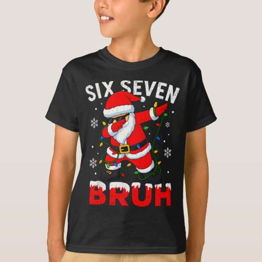 67 Meme Six Seven Bruh Dabbing Santa Funny Christm T-shirt (Voorkant)