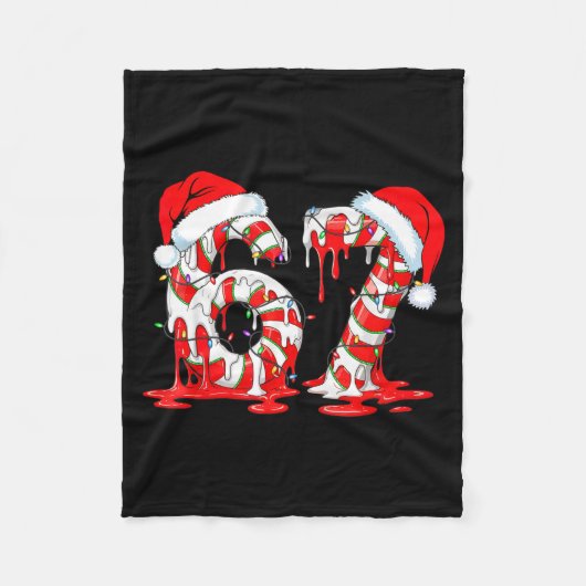 67 Meme Six Seven Candy Canes Drip Christmas Pajam Fleece Deken (Voorkant)