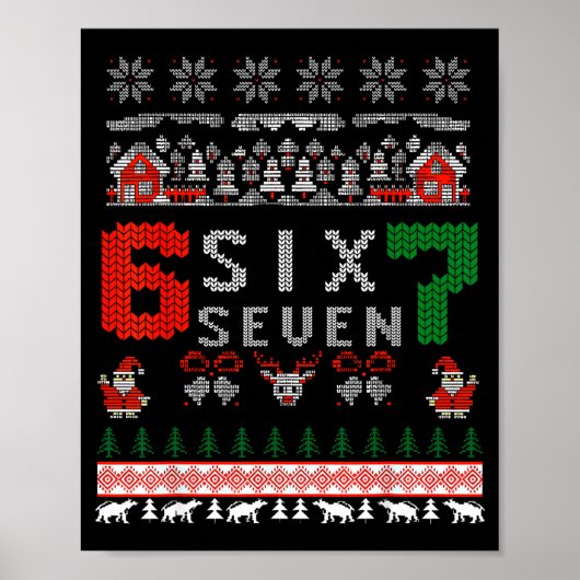 67 Meme Six Seven Christmas Ugly Sweater For Kids  Poster (Voorkant)