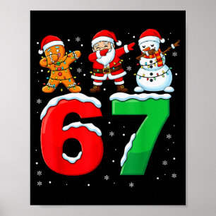67 Meme Six Seven Dabbing Kerstman 6 7 Grappige Ke Poster