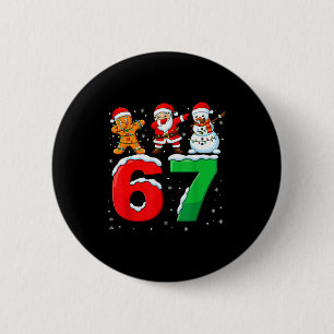 67 Meme Six Seven Dabbing Kerstman 6 7 Grappige Ke Ronde Button 5,7 Cm