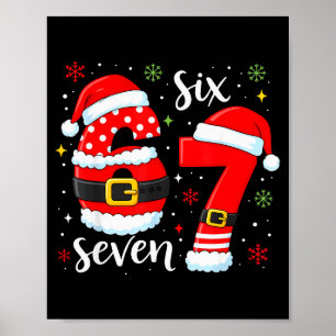 67 Meme Six Seven Kerstman 6 7 Grappige Kerst Jong Poster