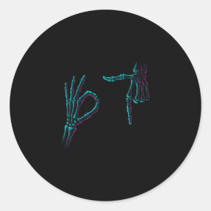67 Meme Skelet Hand 6 7 Halloween Zes Zeven Grappi Ronde Sticker