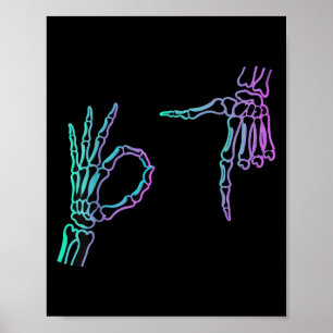 67 Meme Skelet Hand 6 7 Halloween Zes Zeven T-shir Poster