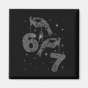 67 Meme Skelet Hand Grappige Halloween Zes Zeven T Magneet