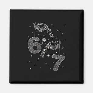 67 Meme Skelet Hand Grappige Halloween Zes Zeven T Magneet