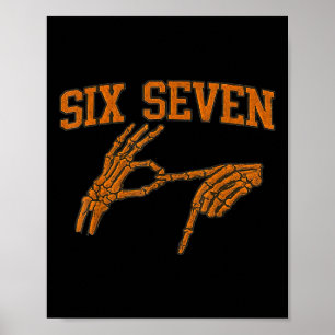 67 Meme Skelet Hand Halloween Geest 6 7 Zes Zeven Poster