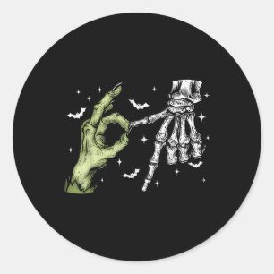 67 Meme Skelet Zombie Hand 6 7 Halloween Zes Zeven Ronde Sticker