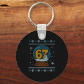 67 Meme Snow Globe Christmas Ugly Sweater Xmas Cel Sleutelhanger (Voorkant)