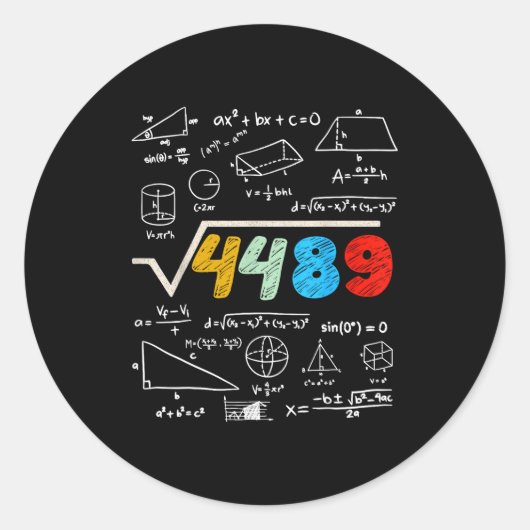 67 Meme Square Root 4489 Do The Math Funny Birthda Ronde Sticker (Voorkant)