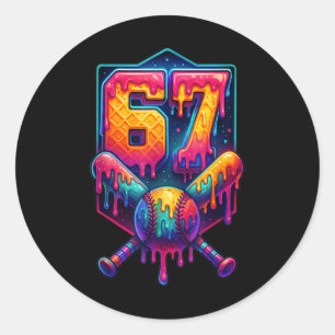 67 Meme Trendy Honkbal Grappig Nummer 67 Speler Ze Ronde Sticker