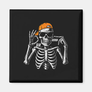 67 Meme Trendy Skelet Halloween Grappig Six Seven Magneet