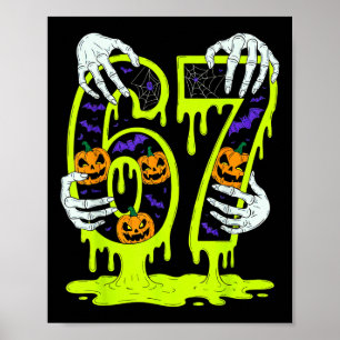 67 Meme Trendy Skelet Halloween Grappig Six Seven Poster