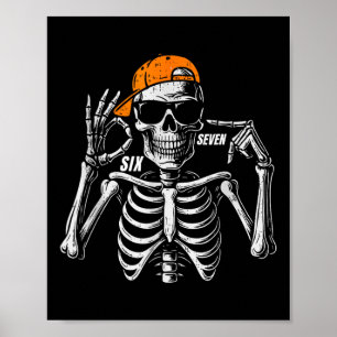 67 Meme Trendy Skelet Halloween Grappig Zes Zeven Poster