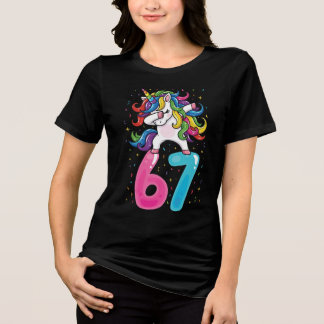 67 Meme Unicorn for Girls Six Seven Gen Alpha Tri-Blend Shirt
