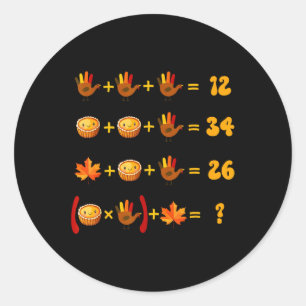 67 Meme Wiskunde Thanksgiving Logische Puzzel  Ronde Sticker