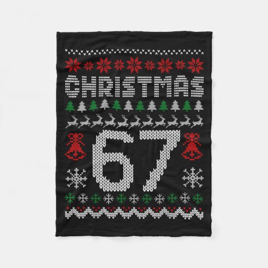 67 Meme Xmas Gen Alpha Fun Six Seven Ugly Christma Fleece Deken (Voorkant)