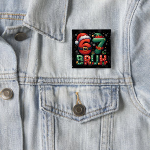 67 Meme Zes Zeven Bruh Grappig Kerstmis 6 7 Vierkante Button 5,1 Cm