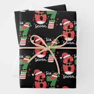 67 Meme Zes Zeven Elf Kerstmis Kerstman Hoed Inpakpapier Vel