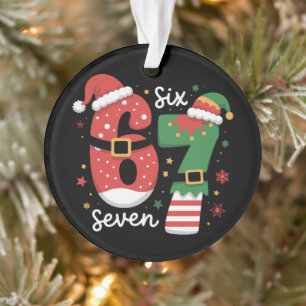67 Meme Zes Zeven Elf Kerstmis Kerstman Hoed Ornament