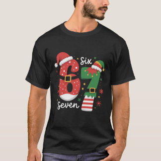67 Meme Zes Zeven Elf Kerstmis Kerstman Hoed T-shirt