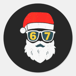 67 Meme Zes Zeven Kerstman Gezicht Kinderen Mannen Ronde Sticker