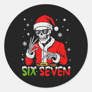 67 Meme Zes Zeven Skelet Kerstman Grappige Kerstmi Ronde Sticker