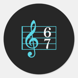 67 muziek meme slang zes zeven muziekleraar grappi ronde sticker