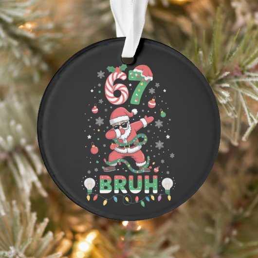 67 Noël Bruh 6 7 Mème drôle Santa Dabbing (Arbre)