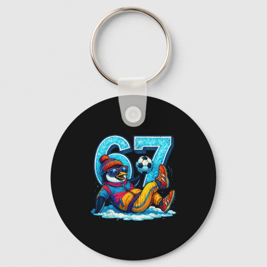67 Penguin Soccer Funny Winter Meme Gift  Sleutelhanger (Voorkant)