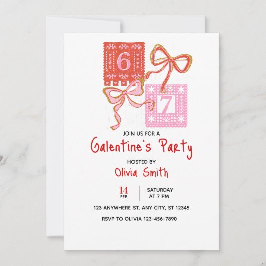67 preppy Galentine's Day uitnodiging, coquette Kaart (Voorkant)