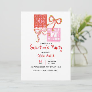 67 preppy Galentine's Day uitnodiging, coquette Kaart