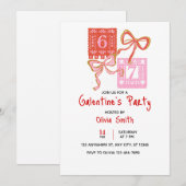 67 preppy Galentine's Day uitnodiging, coquette Kaart (Voorkant / Achterkant)