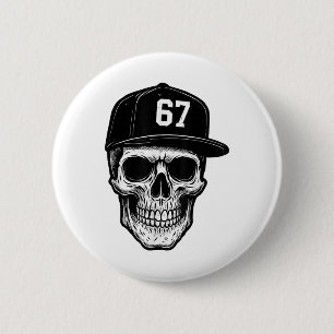 67 Schedel Halloween Brainrot Meme Zes Zeven Kinde Ronde Button 5,7 Cm