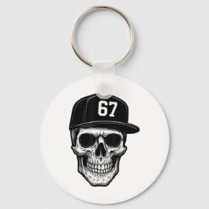 67 Schedel Halloween Brainrot Meme Zes Zeven Kinde Sleutelhanger