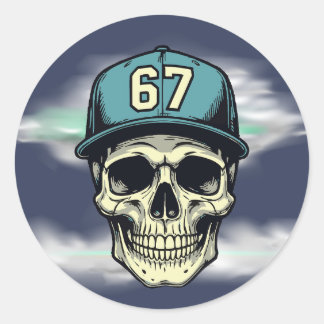 67 Schedel Ronde Sticker