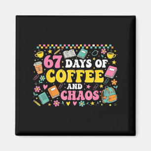 67 School Dagen Koffie Liefhebber Leraren Retro Ze Magneet