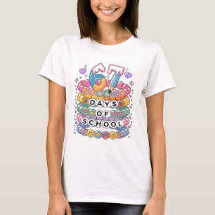 67 School Dagen Schattige Leraar Kleurrijke Klaslo T-shirt