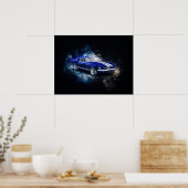 67 Shelby Blue met witte strepen Poster (Keuken)