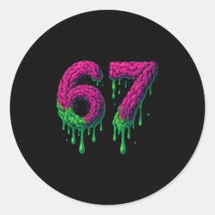 67 Six Seven 6-7 Giftige Hersen Drip - Grappige Ki Ronde Sticker