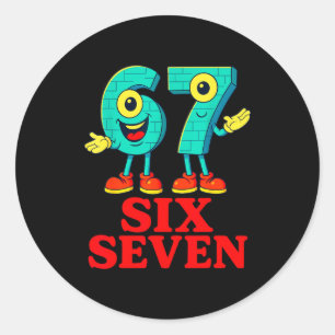 67 Six Seven 6-7 Grappig Italiaans Brainrot Pret K Ronde Sticker