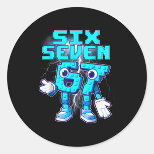 67 Six Seven 6-7 Grappige Italiaanse Brainrot Meme Ronde Sticker