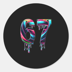 67 Six Seven 6 7 Meme Ontwerp Grappig 6 7  Ronde Sticker