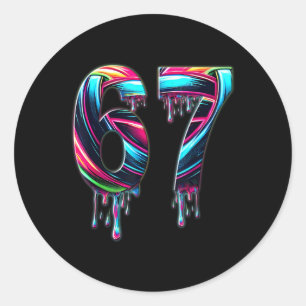 67 Six Seven 6 7 Meme Ontwerp Grappig 6 7  Ronde Sticker