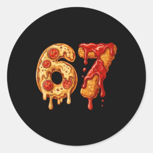67 Six Seven 6-7 Pizza & Chicken Nugget - Kids Beu Ronde Sticker