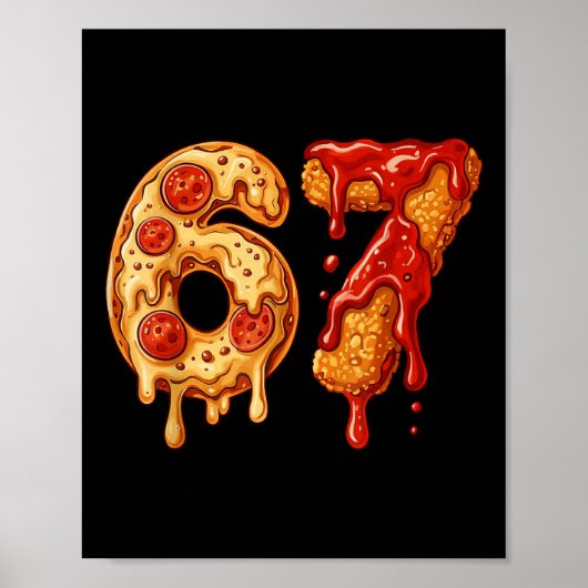 67 Six Seven 6-7 Pizza & Chicken Nugget - Kids Bra Poster (Voorkant)