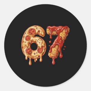 67 Six Seven 6-7 Pizza & Chicken Nugget - Kinderen Ronde Sticker