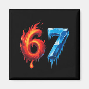 67 Six Seven 6-7 Vlammend Ijs - Grappige Tiener Ki Magneet