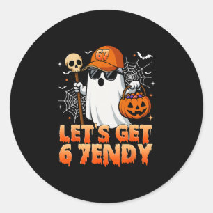 67 Six Seven 6 7endy Laten we Sendy Meme Halloween Ronde Sticker